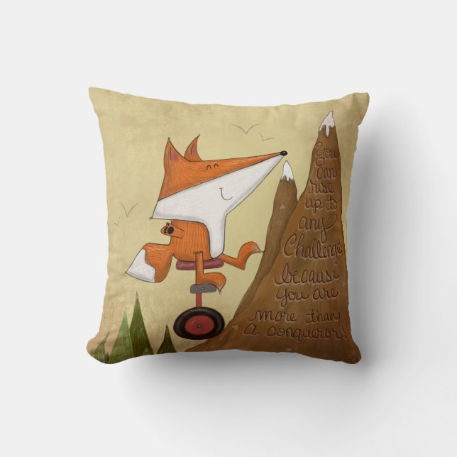 Fox Unicyclist-More Than a Conqueror Cushion (Front)