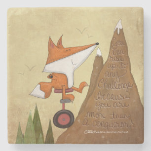 Fox Unicyclist-More Than a Conqueror Stone Coaster