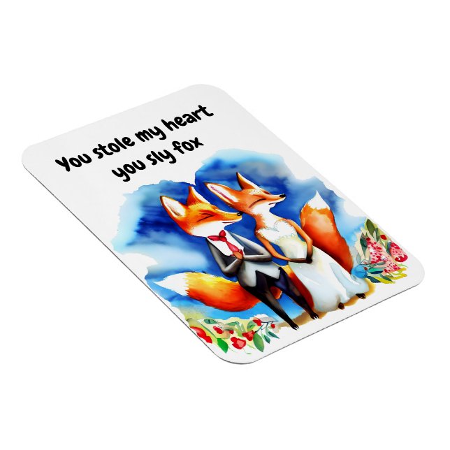 Fox Valentine's Day Card Magnet (Right Side)