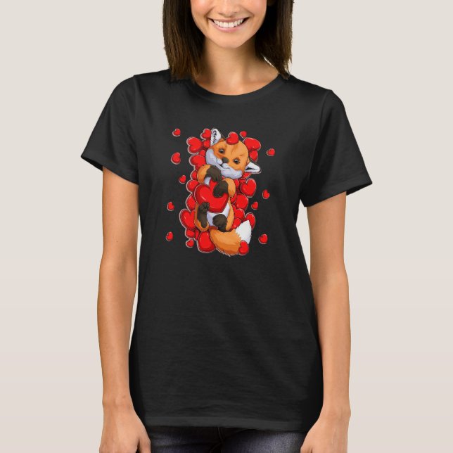 Fox Valentines Day Fox Heart Kids  1 T-Shirt (Front)