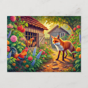 Fox Visiting the Chicken Coop Postcard