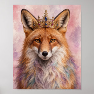 Fox Wall Art — Regal Portrait with Gold Crown