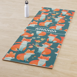 Fox Watercolor Colourful Personalised Pattern Yoga Mat