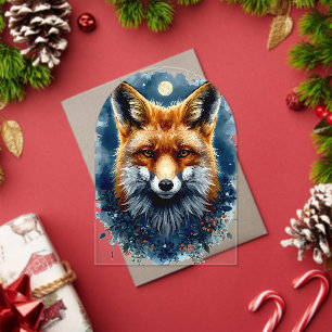 Fox Watercolor Moon Forest Animal Aesthetic Acrylic Invitations