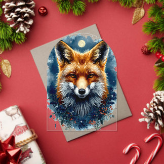 Fox Watercolor Moon Forest Animal Aesthetic Acrylic Invitations
