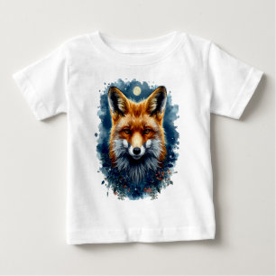 Fox Watercolor Moon Forest Animal Aesthetic Baby T-Shirt