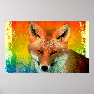 Fox Watercolor Poster Print