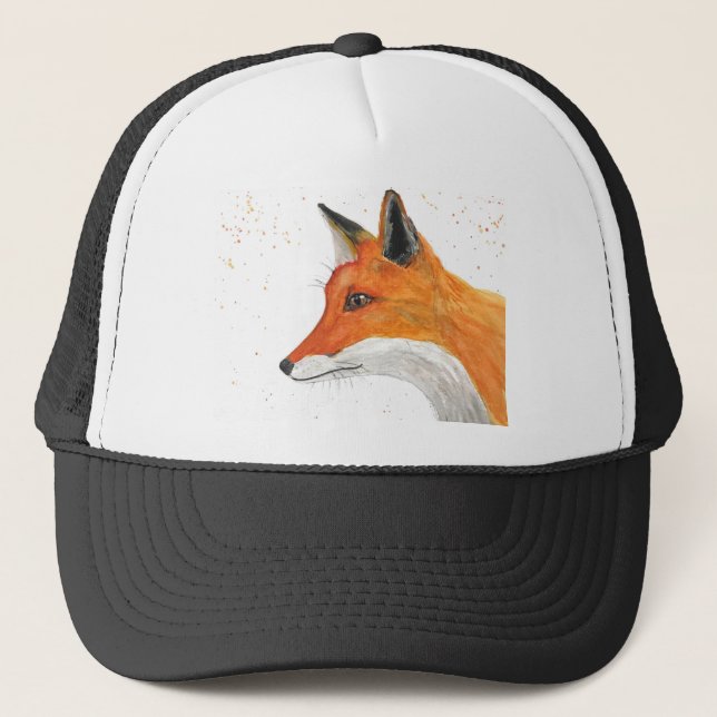 Fox watercolour painting trucker hat (Front)