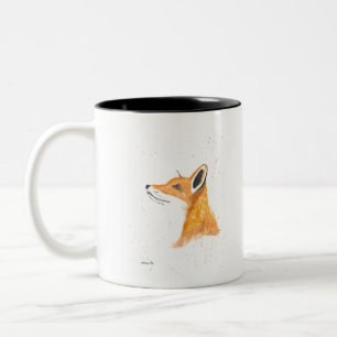 Fox watercolour painting Two-Tone coffee mug