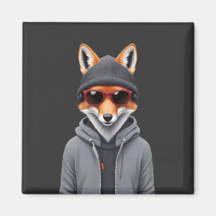 Fox Wearing Hoodie Funny Cool Animal Character Art Magnet