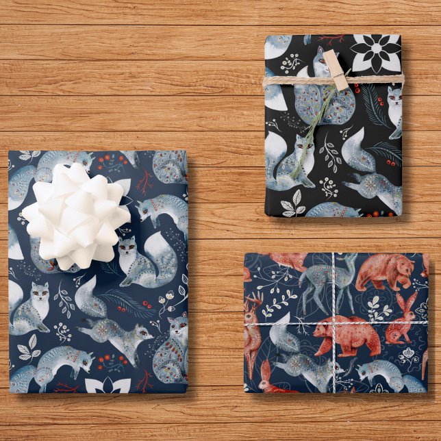 Fox Whimsical Woodland Cute Forest Animals Pattern Wrapping Paper Sheet (Fox Whimsical Woodland Cute Forest Animals Pattern Wrapping Paper Sheets)