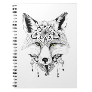 Fox Wild Animal Nature Illustration Art Tattoo Notebook