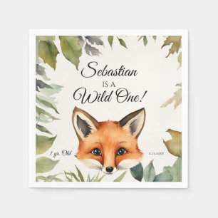 Fox Wild One Woodland Animal Birthday Party Napkin