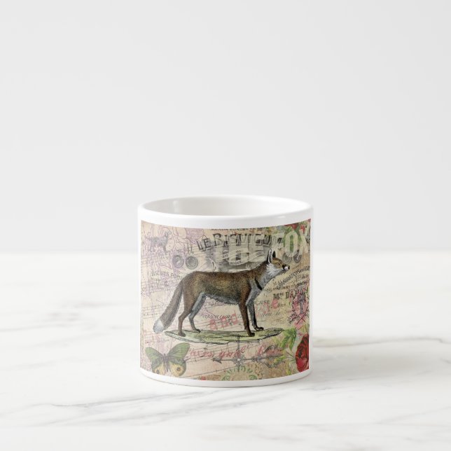 Fox Wildlife Vintage Animal Illustration  Espresso Cup (Front)
