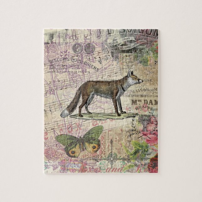 Fox Wildlife Vintage Animal Illustration  Jigsaw Puzzle (Vertical)