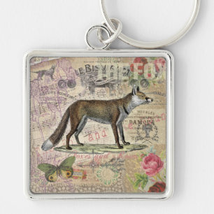 Fox Wildlife Vintage Animal Illustration Key Ring