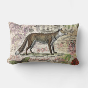 Fox Wildlife Vintage Animal Illustration Lumbar Cushion