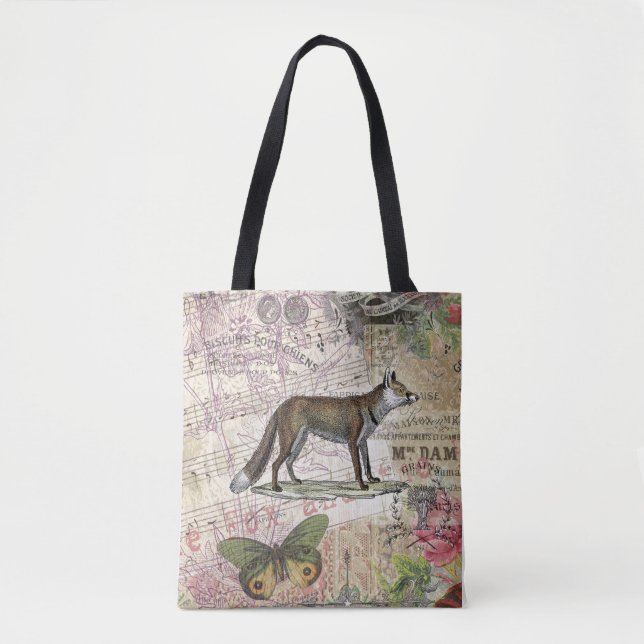 Fox Wildlife Vintage Animal Illustration  Tote Bag (Front)