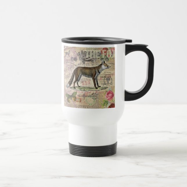 Fox Wildlife Vintage Animal Illustration  Travel Mug (Right)