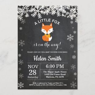 Fox Winter Baby Shower Chalkboard Invitation