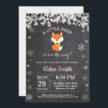 Fox Winter Girl Baby Shower Chalkboard Invitaiton Invitation<br><div class="desc">Fox Winter Girl Baby Shower Invitation. White Snowflake. Girl Baby Shower Invitation. Winter Holiday Baby Shower Invite. Chalkboard Background. Black and White. For further customisation,  please click the "Customise it" button and use our design tool to modify this template.</div>