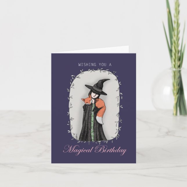 Fox Witch Magical Goth Art Witchcraft Foxy Woman Card (Front)