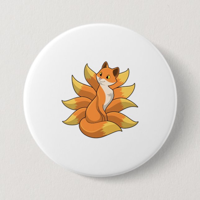 Fox with 9 Fox tails 7.5 Cm Round Badge (Front)
