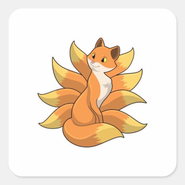 Fox with 9 Fox tails Square Sticker (Front)