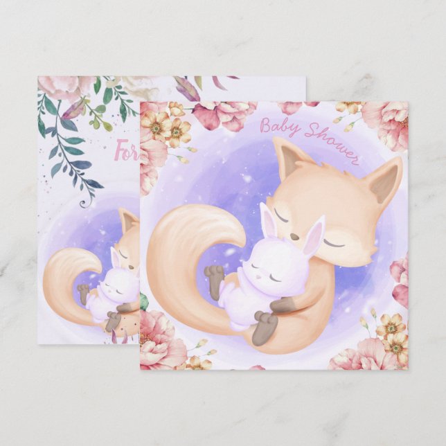 Fox With A Bunny Baby Shower Invitation (Front/Back)