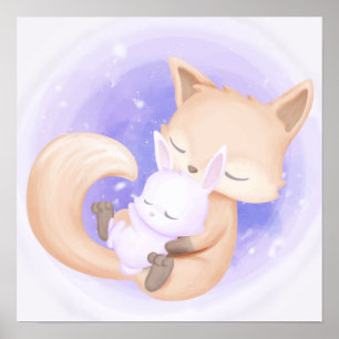 Fox With A Bunny Poster