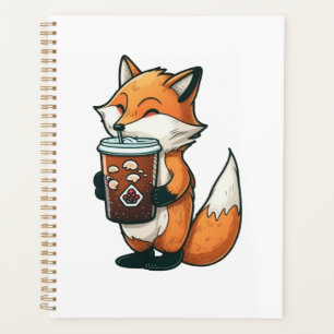 Fox with a cup planner