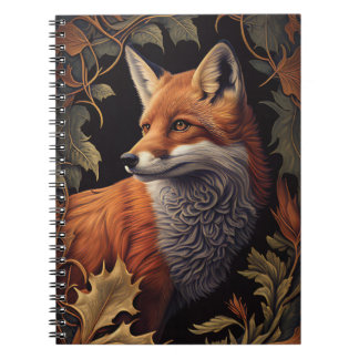 Fox with Autumn Leaves | Elegant Floral Animal Art Notebook