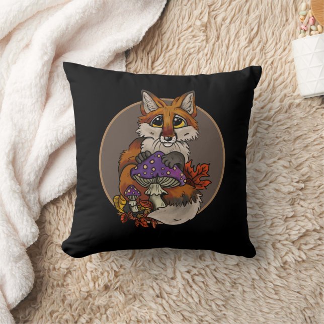 Fox with Autumn Toadstools Cushion (Blanket)