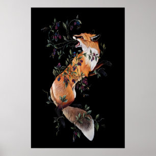 Fox with Berries and Bees- Giclee Print from