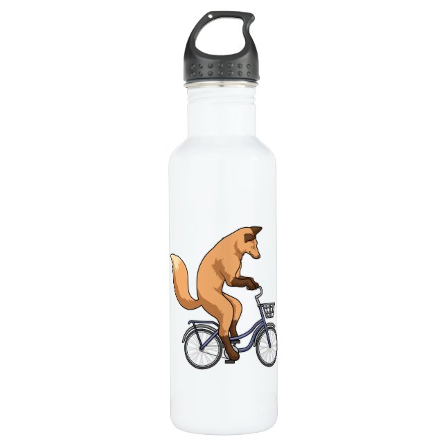 Fox with Bicycle 710 Ml Water Bottle (Front)