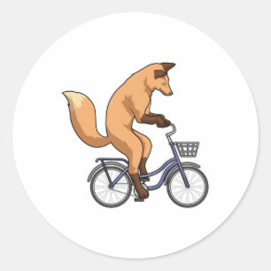 Fox with Bicycle Classic Round Sticker