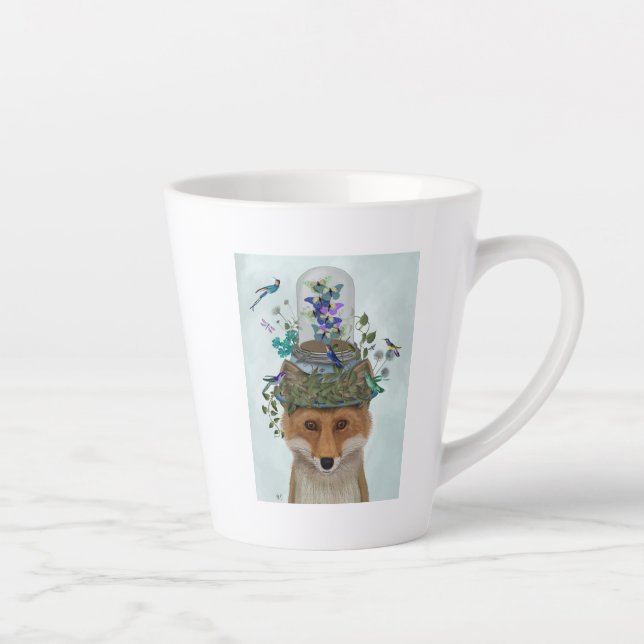 Fox with Butterfly Bell Jar Latte Mug (Right)