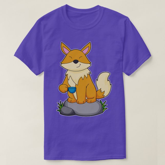 Fox with Coffee cup 1 T-Shirt (Design Front)