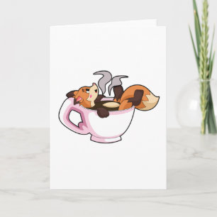 Fox with Coffee Cup Card