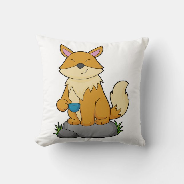 Fox with Coffee cup Cushion (Front)