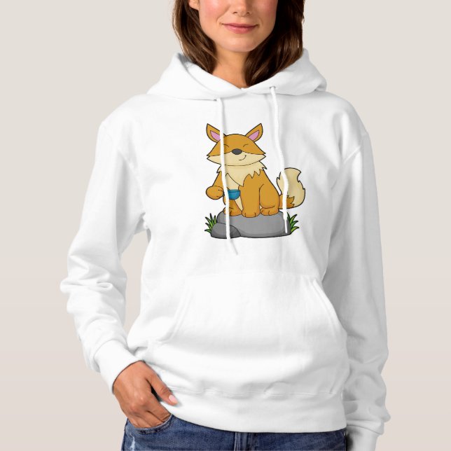 Fox with Coffee cup Hoodie (Front)