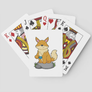 Fox with Coffee cup Playing Cards