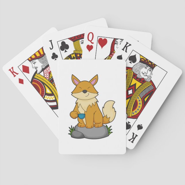 Fox with Coffee cup Playing Cards (Back)