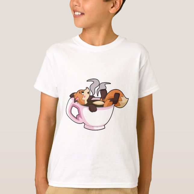 Fox with Coffee Cup T-Shirt (Front)