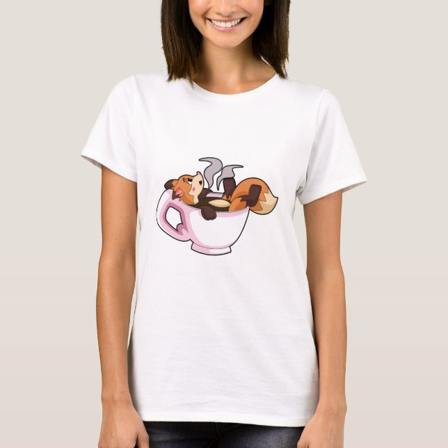 Fox with Coffee Cup T-Shirt (Front)