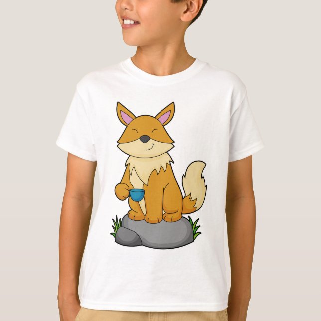 Fox with Coffee cup T-Shirt (Front)