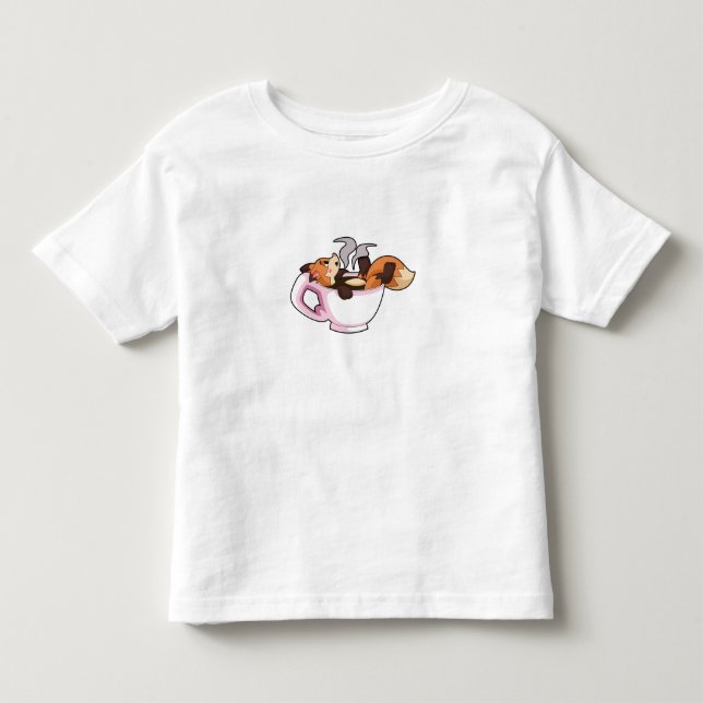 Fox with Coffee Cup Toddler T-Shirt (Front)