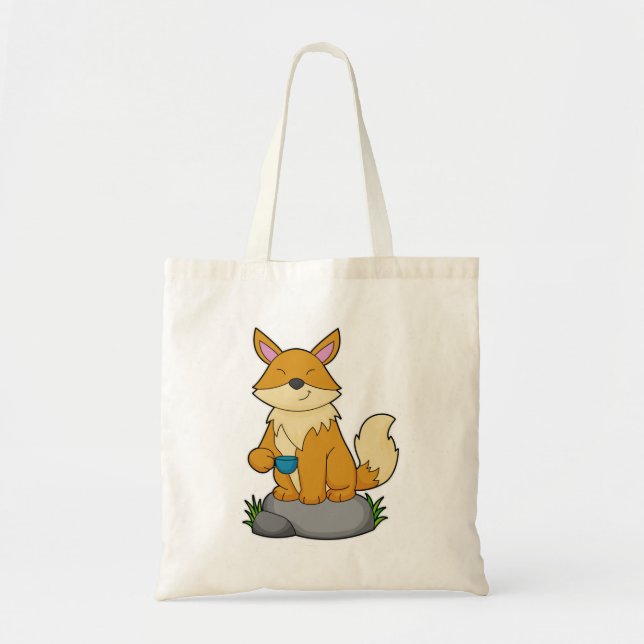 Fox with Coffee cup Tote Bag (Front)