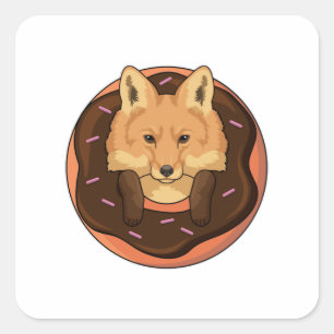 Fox with Donut Square Sticker