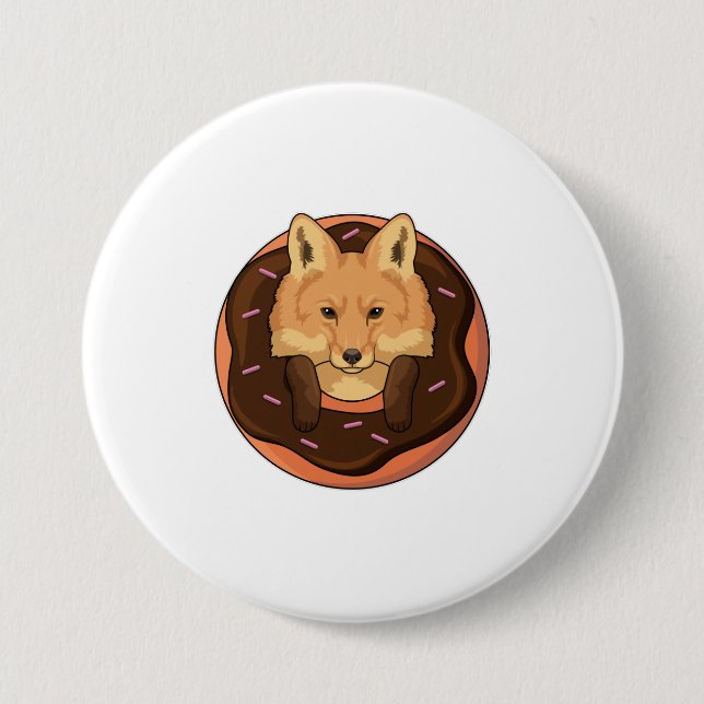 Fox with Doughnut 7.5 Cm Round Badge (Front)